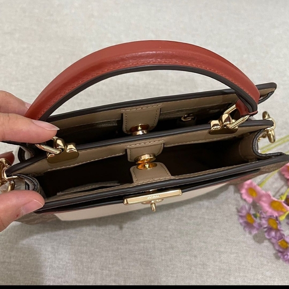 NWT Coach C8318 Mini Lane Top Handle In Colorblock Signature Canvas & Leather - Picture 5 of 5
